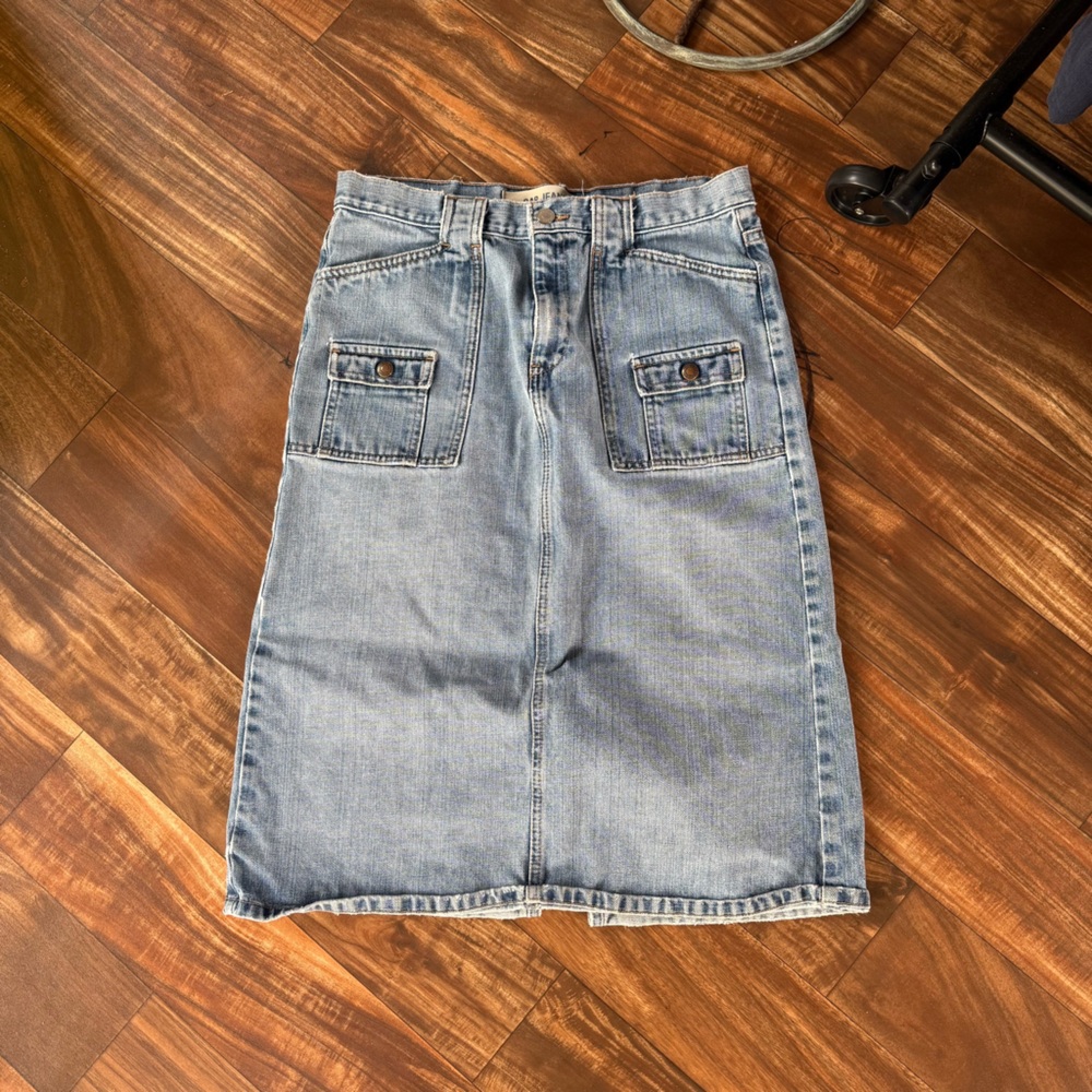 GAP Blue Pocket Front Denim Midi Skirt